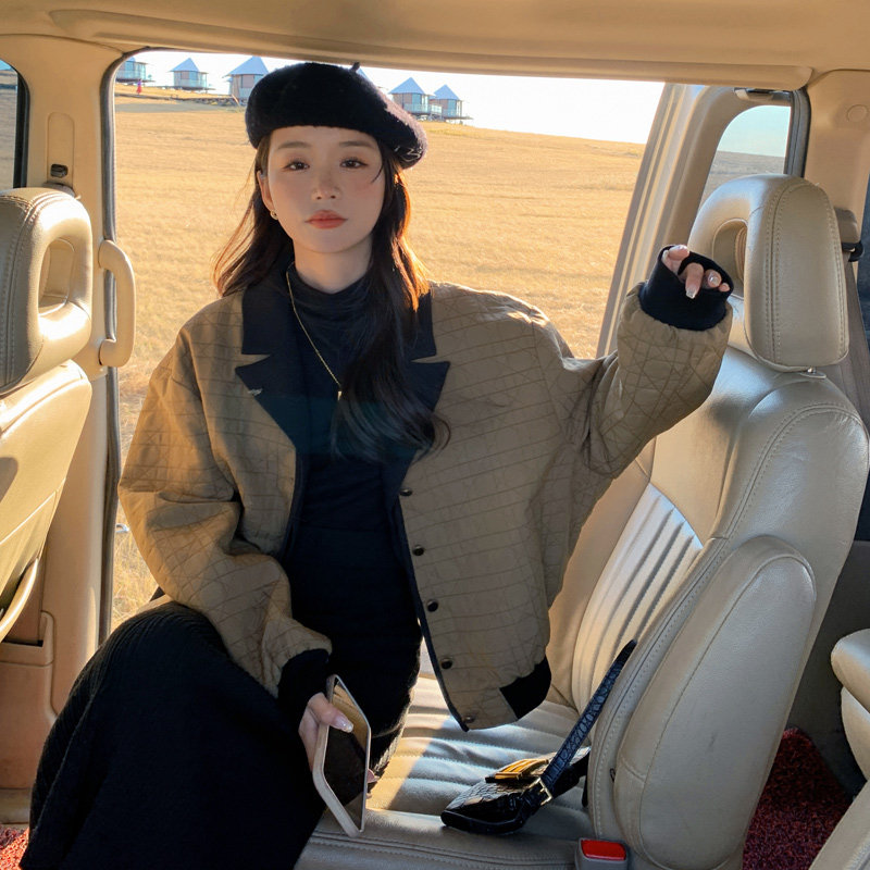 咖色拼接短外套女2024早春新款高级感韩系小个子炸街时尚百搭上衣,女装短外套,维壹