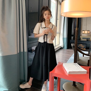 【现货]夏季新中式风盘扣上衣a字半身裙两件套3003P140控198图片