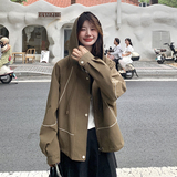 卡其色夹克女冲锋衣酷飒韩系小个子工装上衣6020P150K228，女装短外套，维壹