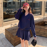 高腰百褶短裙套头卫衣套装韩系穿搭6029P140K208，女装套装/套裙，维壹