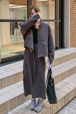 韩系慵懒风夹克外套宽松显瘦工装半身裙两件套装6056P190K268，女装套装/套裙，维壹