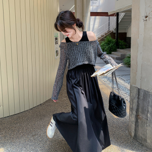 法式气质赫本风背心长裙女2025春秋季新款显瘦针织罩衫图片