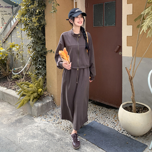 休闲卫衣套装裙女春秋工装夹克半身裙盐系两件套6032P155K218图片
