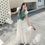 现货！泡泡袖牛仔短袖上衣蛋糕半裙两件套5070P140K198，女装套装/套裙，维壹