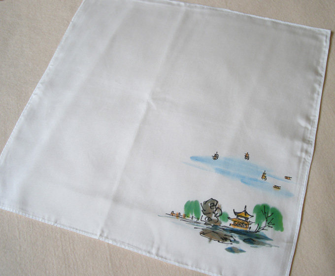 10개 1개 증정 순수 실크 파워 스펀 핸드페인팅 손수건 뽕나무 실크 35CM 풍경 ??대형 손수건 해외 업무용 작은 선물