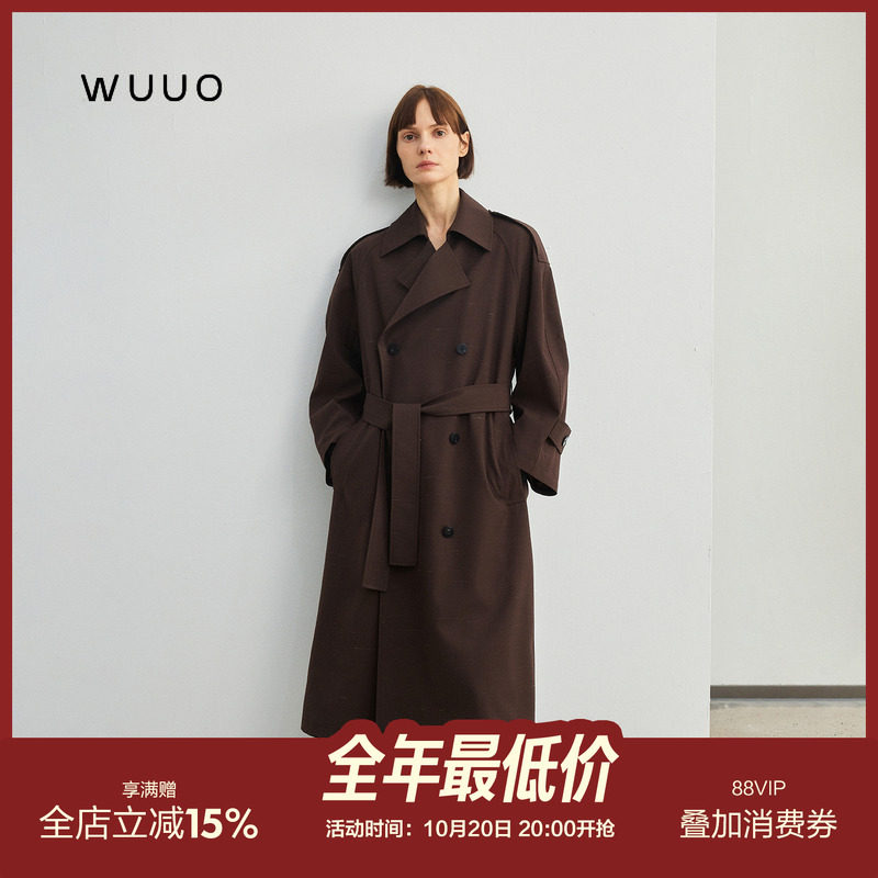 WUUO马海毛羊驼羊毛廓形风衣外套女2026新款中长款慵懒秋冬定染扣