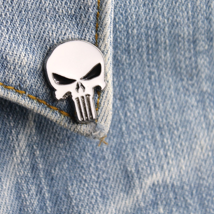 优质版the punisher惩罚者徽章胸针别针 骷髅头金属胸针动漫周边