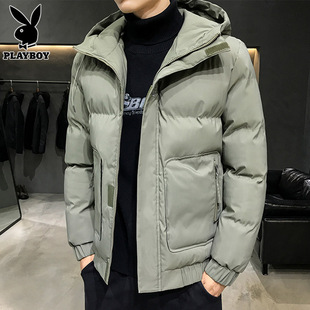 花花公子冬季棉衣男士棉袄2024年新款加厚连帽羽绒棉服外套男冬装