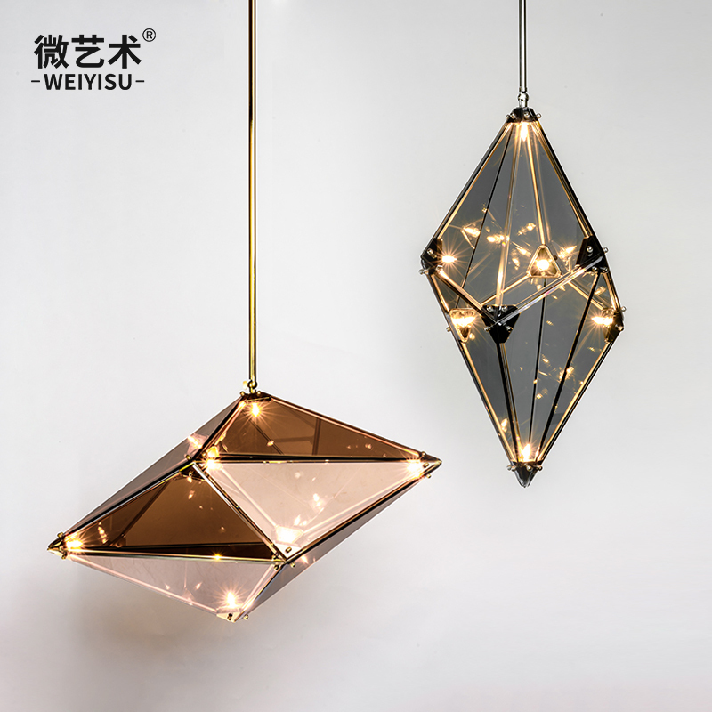 微艺术北欧后现代轻奢玻璃灯酒店会所展厅客厅餐厅创意钻石吊灯具