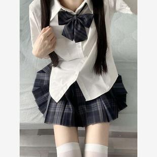 正版津の川原创jk制服套装格裙校供感学院风短袖衬衫高腰百褶裙夏