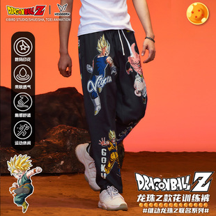 户外运动跑步长裤 维动龙珠Z联名男花卫裤 篮球训练裤 美式 宽松V 秋季