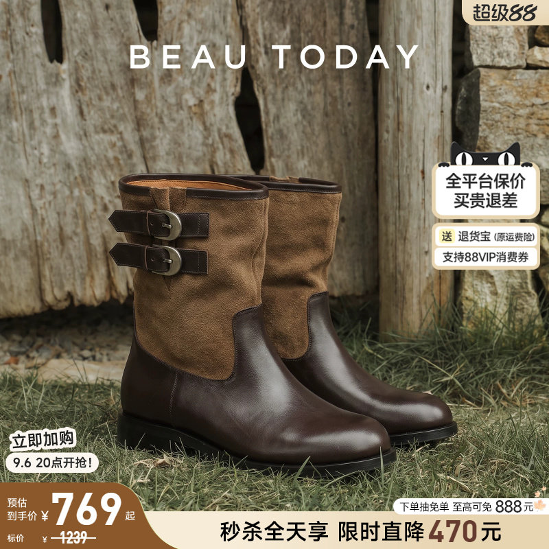 BeauToday复古短靴西部牛仔靴图片