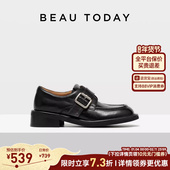 女春季 单鞋 款 BeauToday厚底乐福鞋 BT英伦风小皮鞋 方头孟克鞋 女鞋