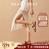 女夏季 沙滩凉鞋 女可外穿时尚 BeauToday真皮平底罗马凉鞋 休闲凉鞋