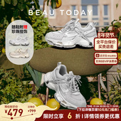Beautoday厚底系带老爹鞋 子 透气运动鞋 女运动休闲鞋 BT增高小白鞋