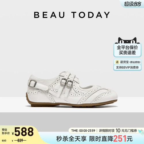 BeauToday平底玛丽珍鞋浅口单鞋