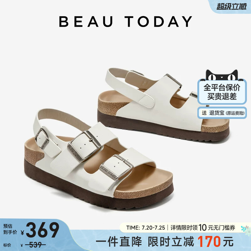 BeauToday悠闲假日厚底勃肯凉鞋女款2024新款夏季外穿罗马鞋