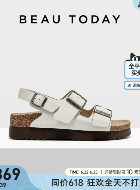 BeauToday厚底罗马凉鞋女款夏季可外穿勃肯凉鞋女黑色休闲鞋女鞋