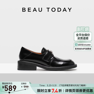 黑色单鞋 英伦风小皮鞋 女2026春新款 BeauToday春藤学院厚底乐福鞋