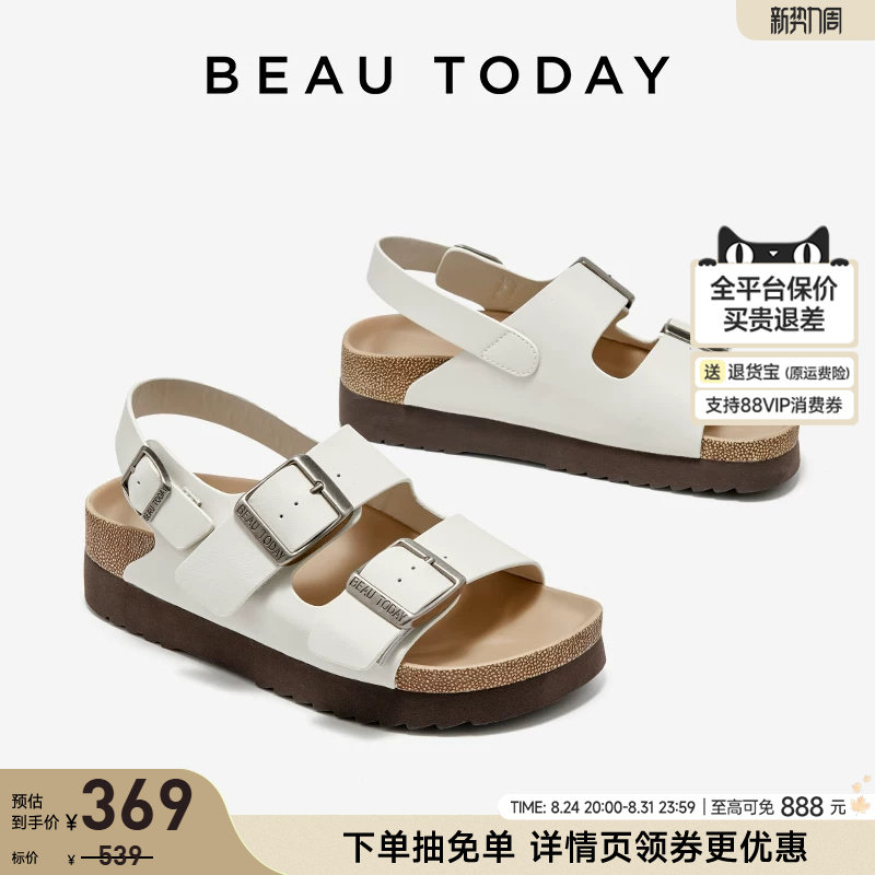 BeauToday厚底休闲凉鞋外穿图片