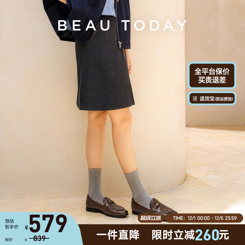 Beautoday黑色平底乐福鞋女
