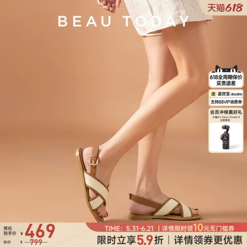 BeauToday夏季凉鞋平底