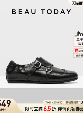 BeauToday乐福鞋女2026新款春英伦风小皮鞋老钱风孟克鞋布洛克鞋