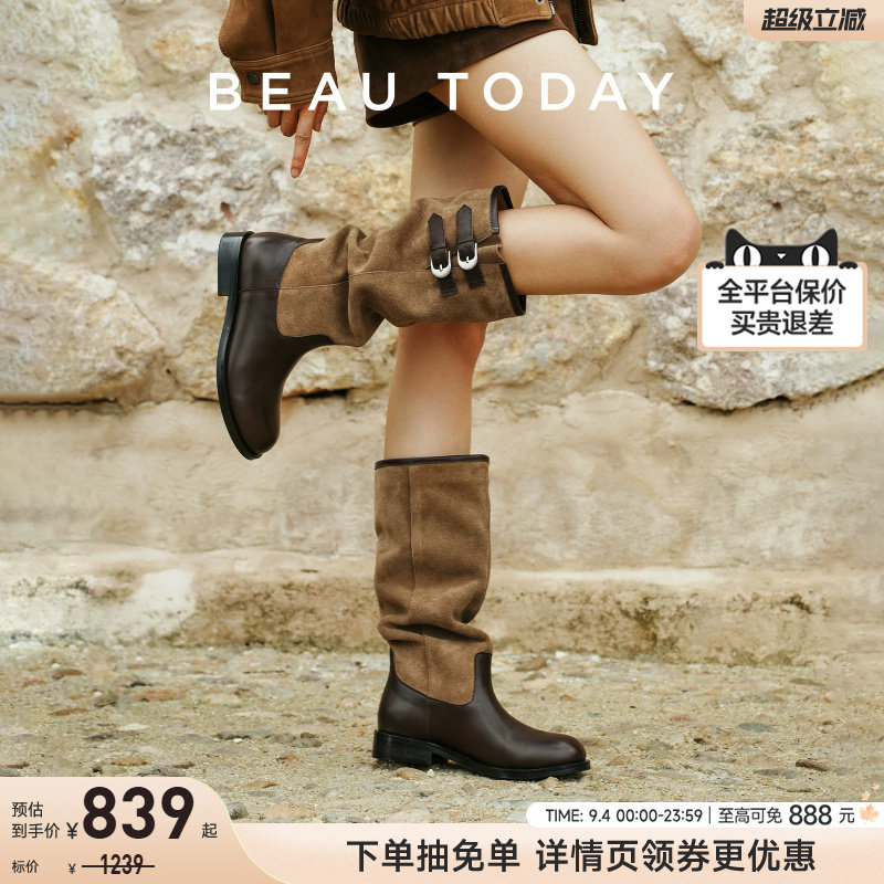 BeauToday西部堆堆靴骑士靴子图片