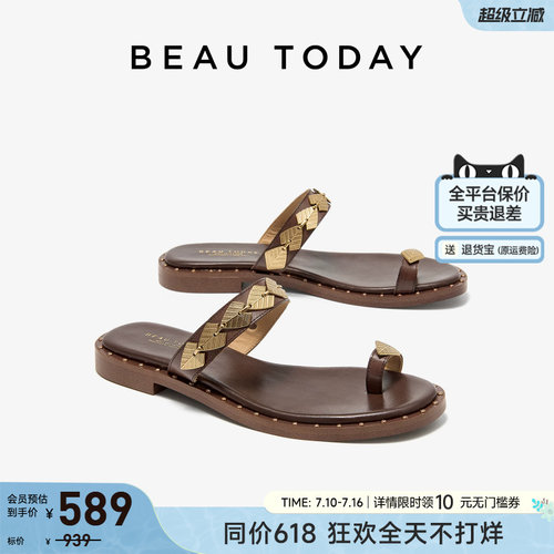 BeauToday平底罗马凉鞋女度假
