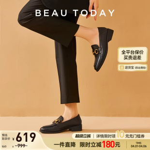 BeauToday低跟乐福鞋 女鞋 平底单鞋 女简约真皮 女BT英伦风小皮鞋