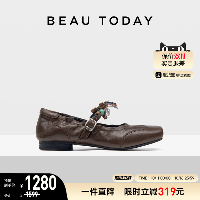 BeauToday黑色玛丽珍鞋女