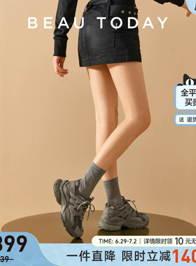 BeauToday超轻老爹鞋女款显脚小夏季休闲跑步鞋轻便灰色运动鞋女