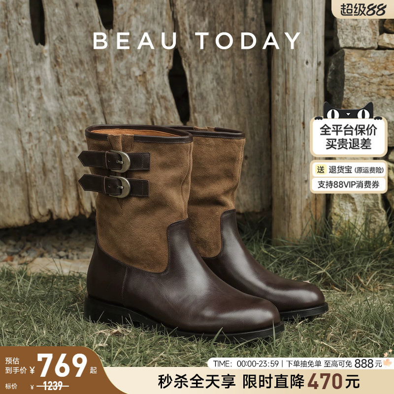BeauToday复古短靴西部牛仔靴图片