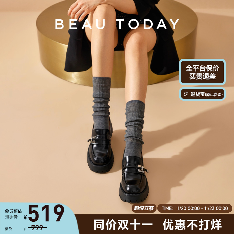 beautoday英伦风乐福鞋厚底
