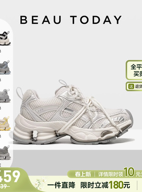 【明星同款】BeauToday白色老爹鞋女款春季弹簧鞋运动休闲鞋女鞋