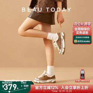女鞋 BeauToday蛋壳帆布鞋 加绒保暖棉鞋 2025秋冬复古休闲板鞋 女款