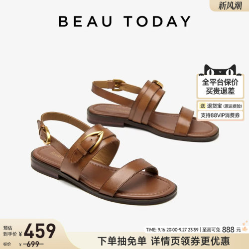 BeauToday真皮罗马凉鞋