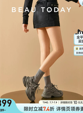 BeauToday超轻老爹鞋女款显脚小夏季休闲跑步鞋轻便灰色运动鞋女