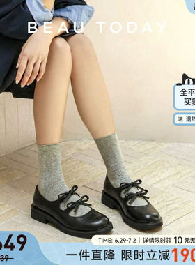 【明星同款】BeauToday厚底玛丽珍鞋女2026miu系小皮鞋黑色单鞋