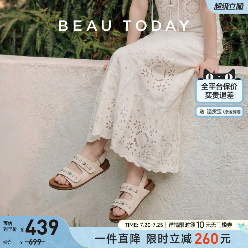 BeauToday勃肯凉鞋女2026新款夏季BT厚底凉鞋外穿度假凉拖鞋真皮