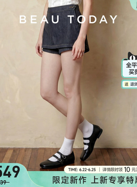 BeauToday黑色玛丽珍鞋女2026新款BT夏季平底浅口单鞋复古休闲鞋
