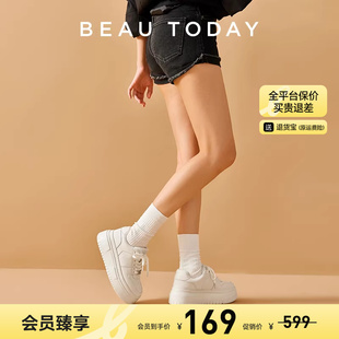 熊猫鞋 女运动鞋 BeauToday透气休闲鞋 系带圆头厚底拼接 清仓款