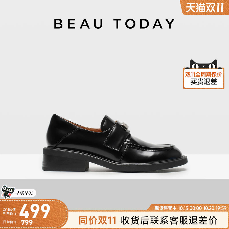 BeauToday春藤学院厚底乐福鞋女2026新款英伦风小皮鞋黑色单鞋
