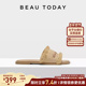 BeauToday菲斯花园平底拖鞋 一字拖 沙滩鞋 女外穿夏凉拖鞋 编织拖鞋