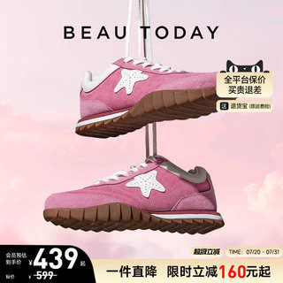 BeauToday粉色德训鞋女款2025新款春季鞋子休闲运动鞋平底阿甘鞋