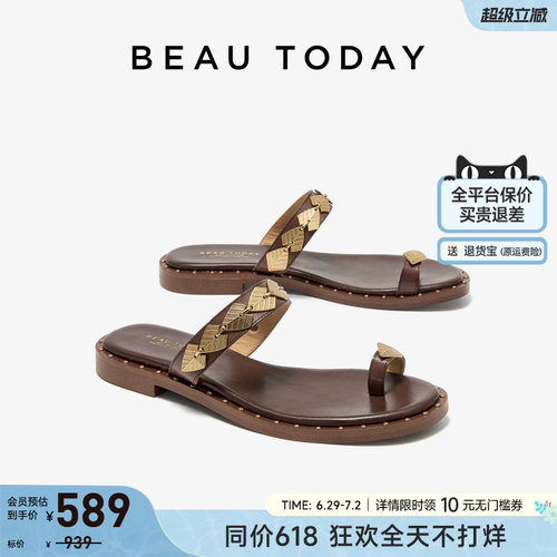 BeauToday平底罗马凉鞋女度假
