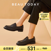 女BT黑色通勤单鞋 女英伦风小皮鞋 清仓款 BeauToday真皮乐福鞋