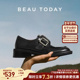 女2026新款 春季 BT黑色乐福鞋 BeauToday英伦小皮鞋 真皮方头孟克鞋