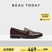 清仓款 BeauToday平底乐福鞋 女款 复古英伦小皮鞋 真皮软底单鞋