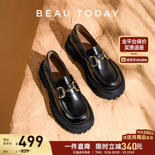 BeauToday粗跟乐福鞋单鞋